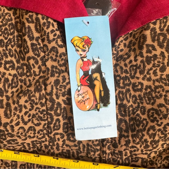 Bettie Page By Tatyana Leopard Print Pinup Dress Sz XS NWT! Wiggle Dress Vintage - Picture 11 of 16